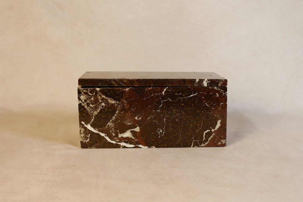 Red Zebra Marble Storage Box - Closed decorative red zebra marble box