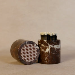 Red Marble Matchstick Holder - Close-up of the natural stone