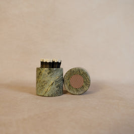 Green Marble Matchstick Holder - Product in use