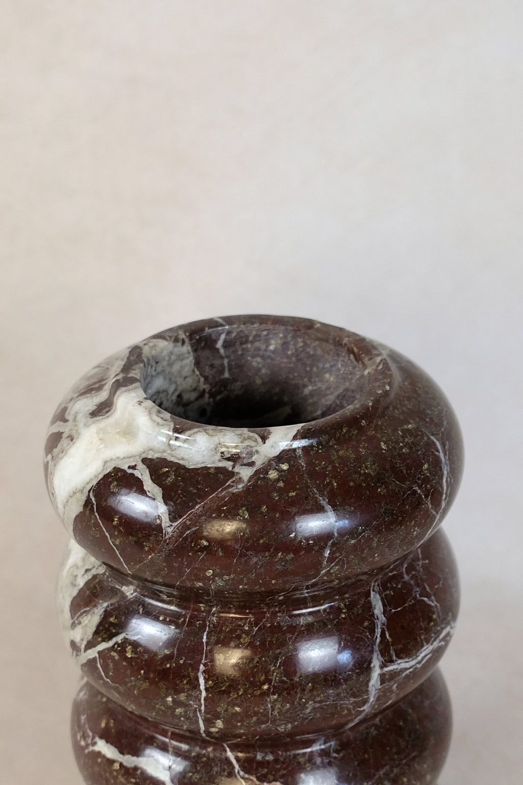 Red Marble Bubble Vase - close-up of natural marble