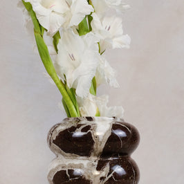 Red Marble Bubble Vase - Close-up of the natural stone