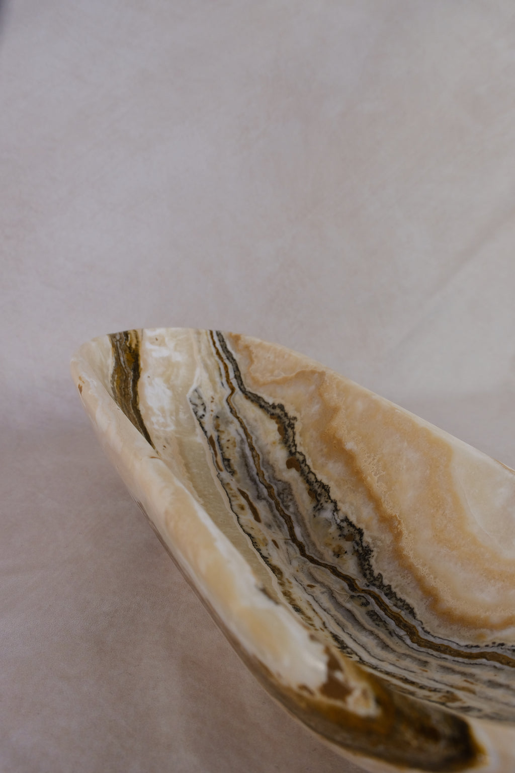Oval Brown Marble Bowl - Natural stone texture