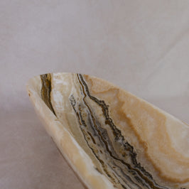 Oval Brown Marble Bowl - Natural stone texture