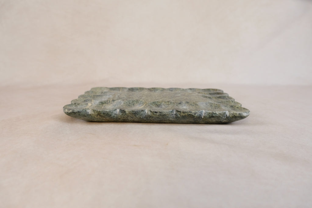 Green Marble Pebbled Edge Tray - Side view