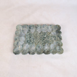 Green Marble Pebbled Edge Tray - artisan-crafted design