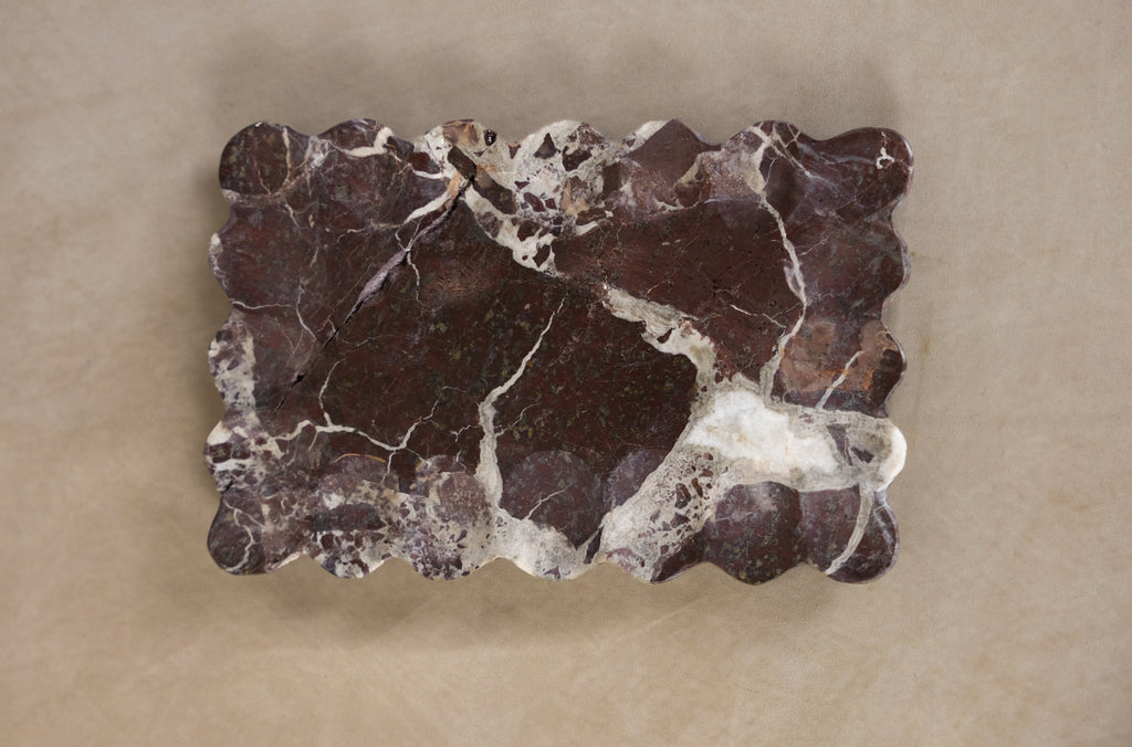Red Marble Pebbled Edge Tray - Top view