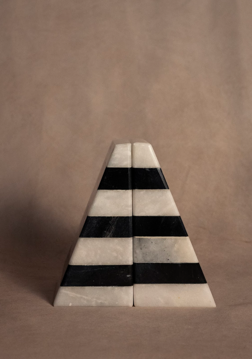 Striped Black & White Bookends