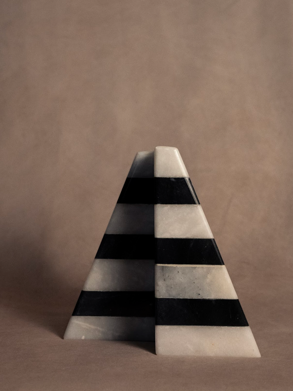 Striped Black & White Bookends