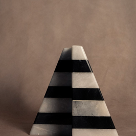 Statement Striped Black & White Bookends - Black and White Marble