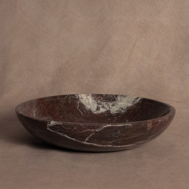 Classic Medium Marble Bowl - Red Zebra Marble - side view