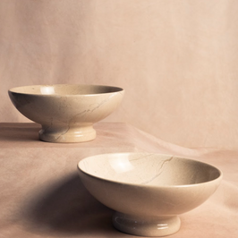 Classic Pedestal Bowl - Boticina - Marble - pair displayed together
