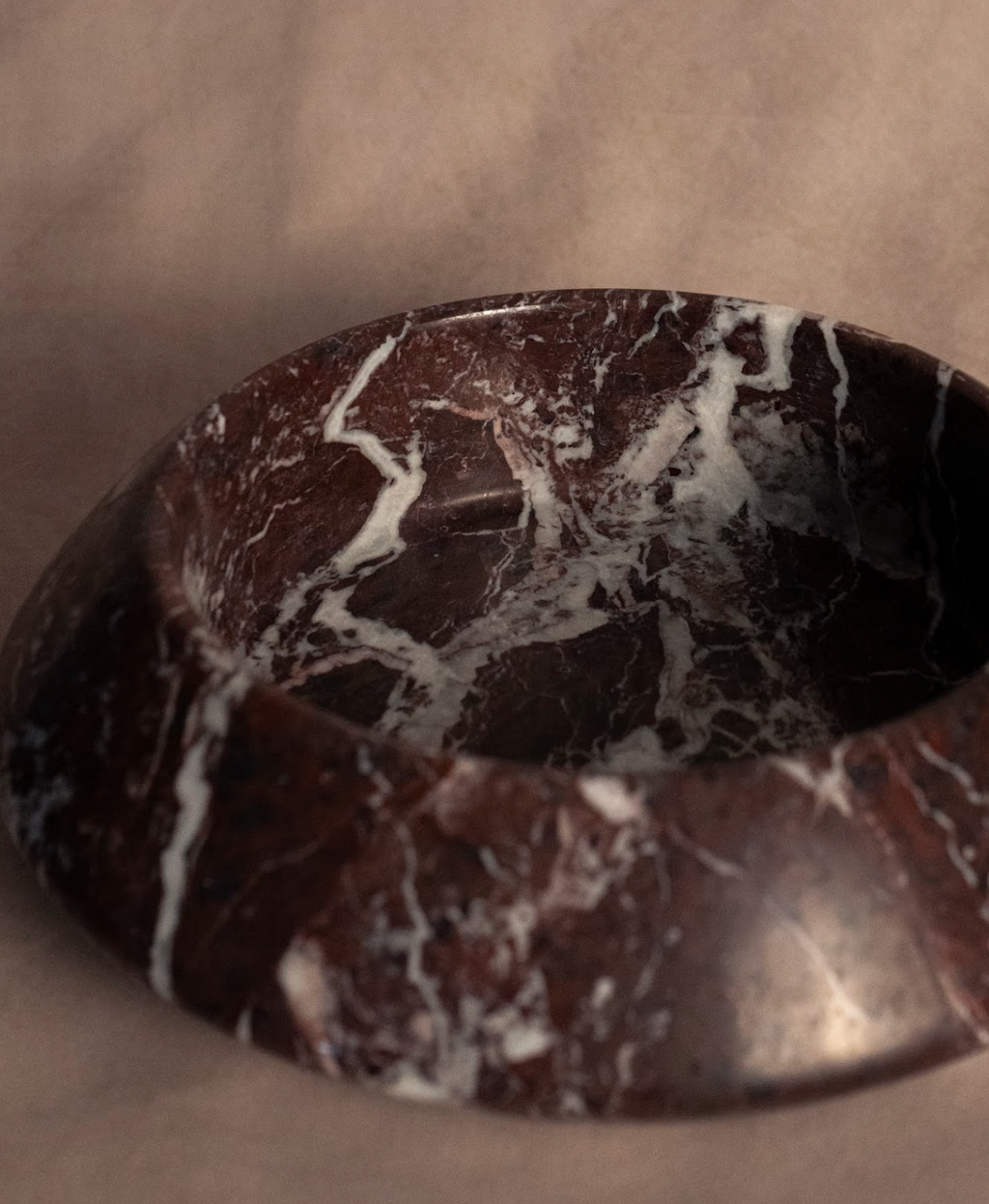 Angled Bowl Red Zebra - Marble
