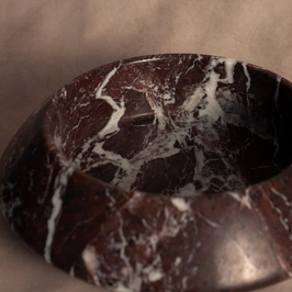 Angled Bowl - Red Zebra - Marble