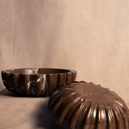 Signature Pleated Bowl - Chocolate Marble - collection display