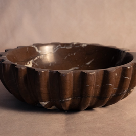 Signature Pleated Bowl - Chocolate Marble - Side view