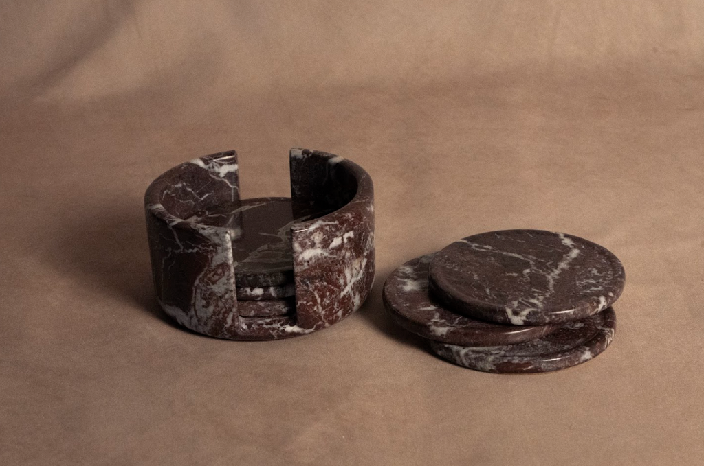 Coaster Set -  Red Zebra - Marble