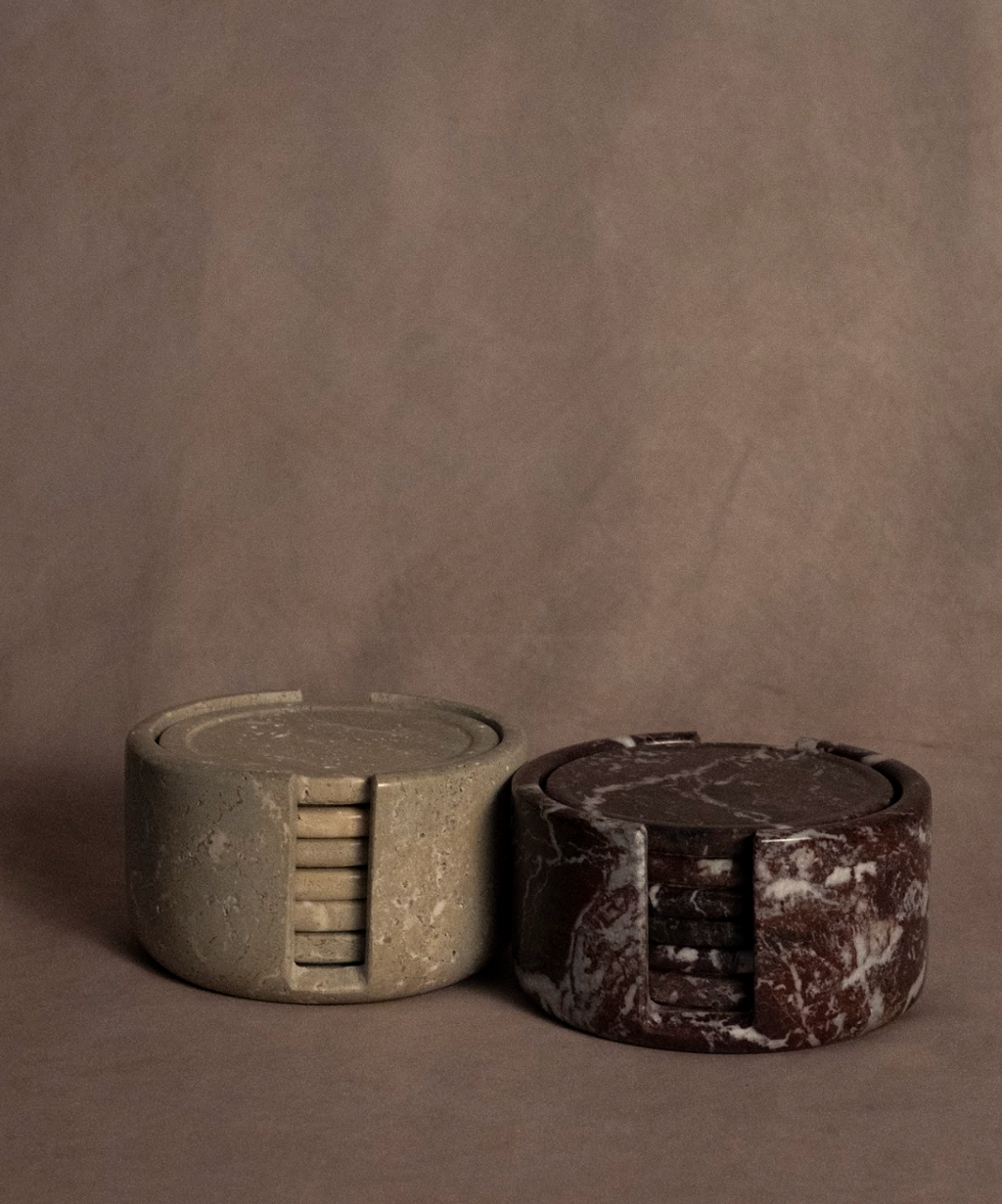 Coaster Set -  Red Zebra - Marble