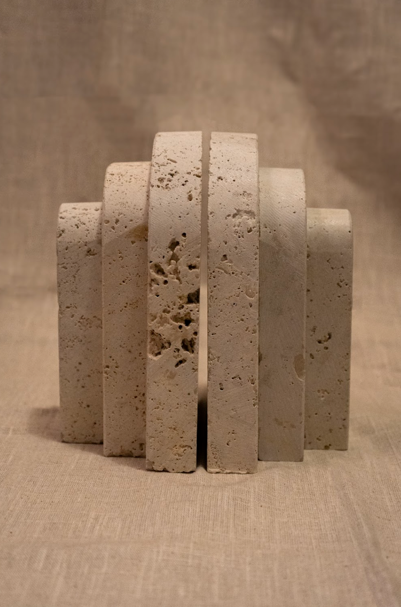 Bookend- 3 Plate- Travertine