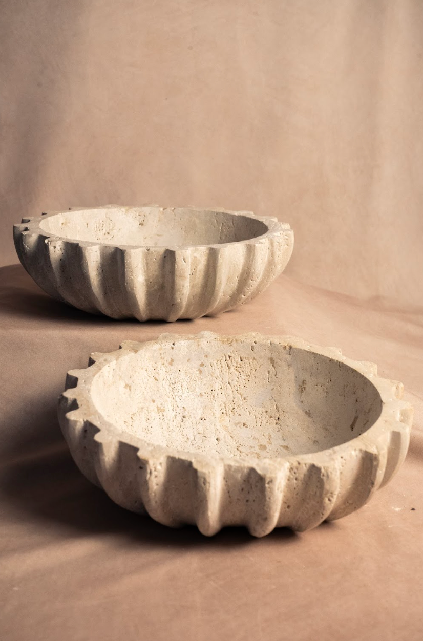 Outer Fluted Bowl - Travertine