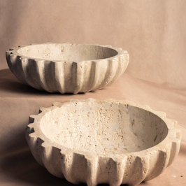 Outer Fluted Bowl - Travertine