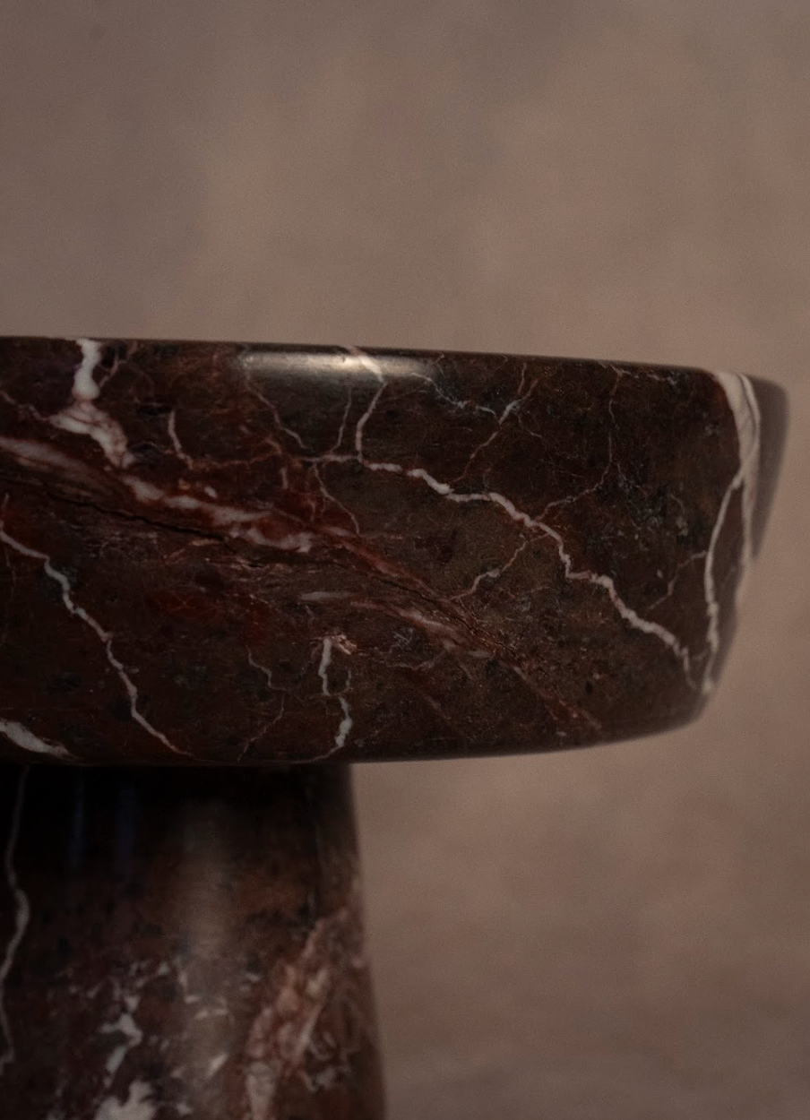 Bowl With Stand - Red Zebra Marble