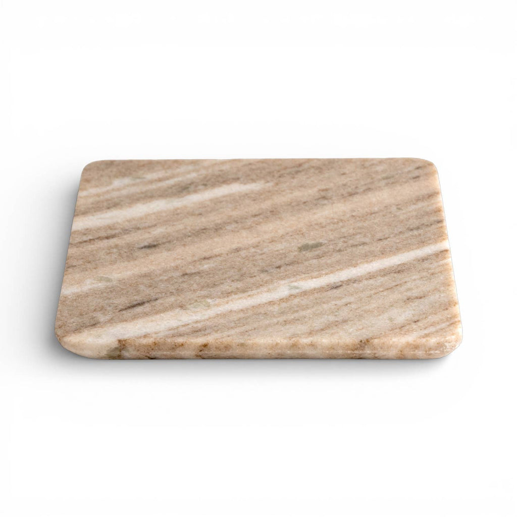 Square Marble Platter – Beige