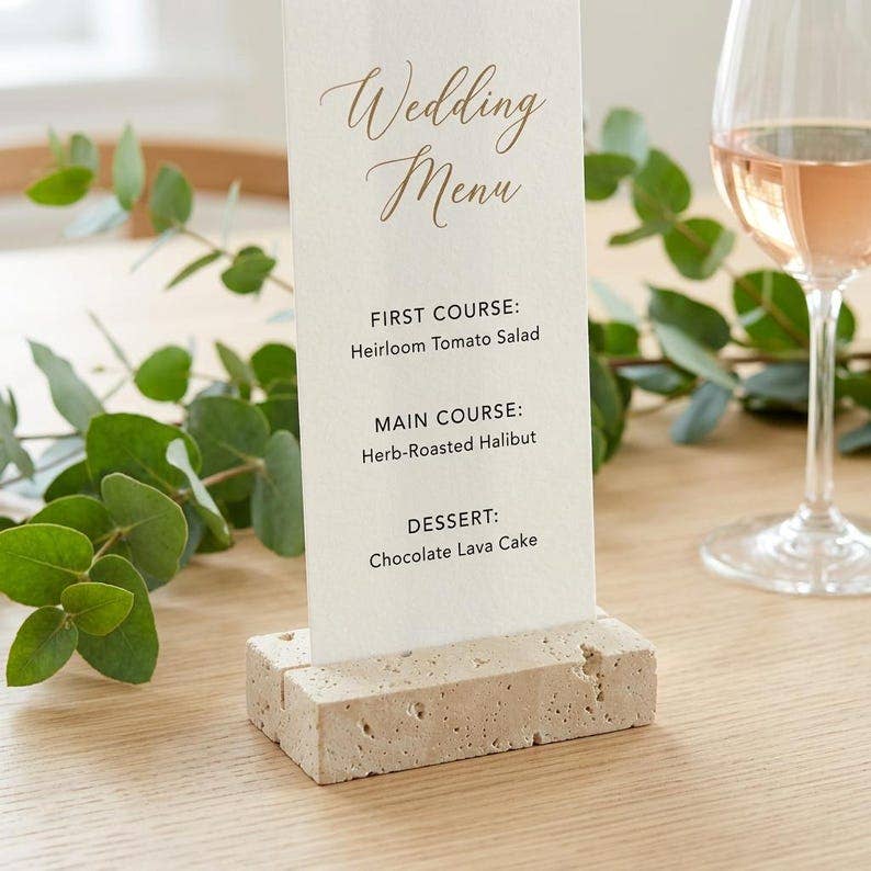 Small Travertine Marble Card Holder Wedding Place Card Stand