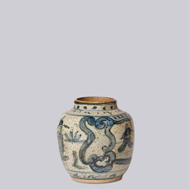 Rustic Porcelain Scholars Small Round Vase