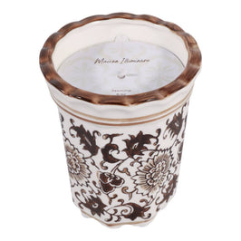 Jasmine Brown and White Ceramic Scented Candle