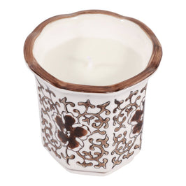 Plumeria Brown and White Ceramic Scented Candle