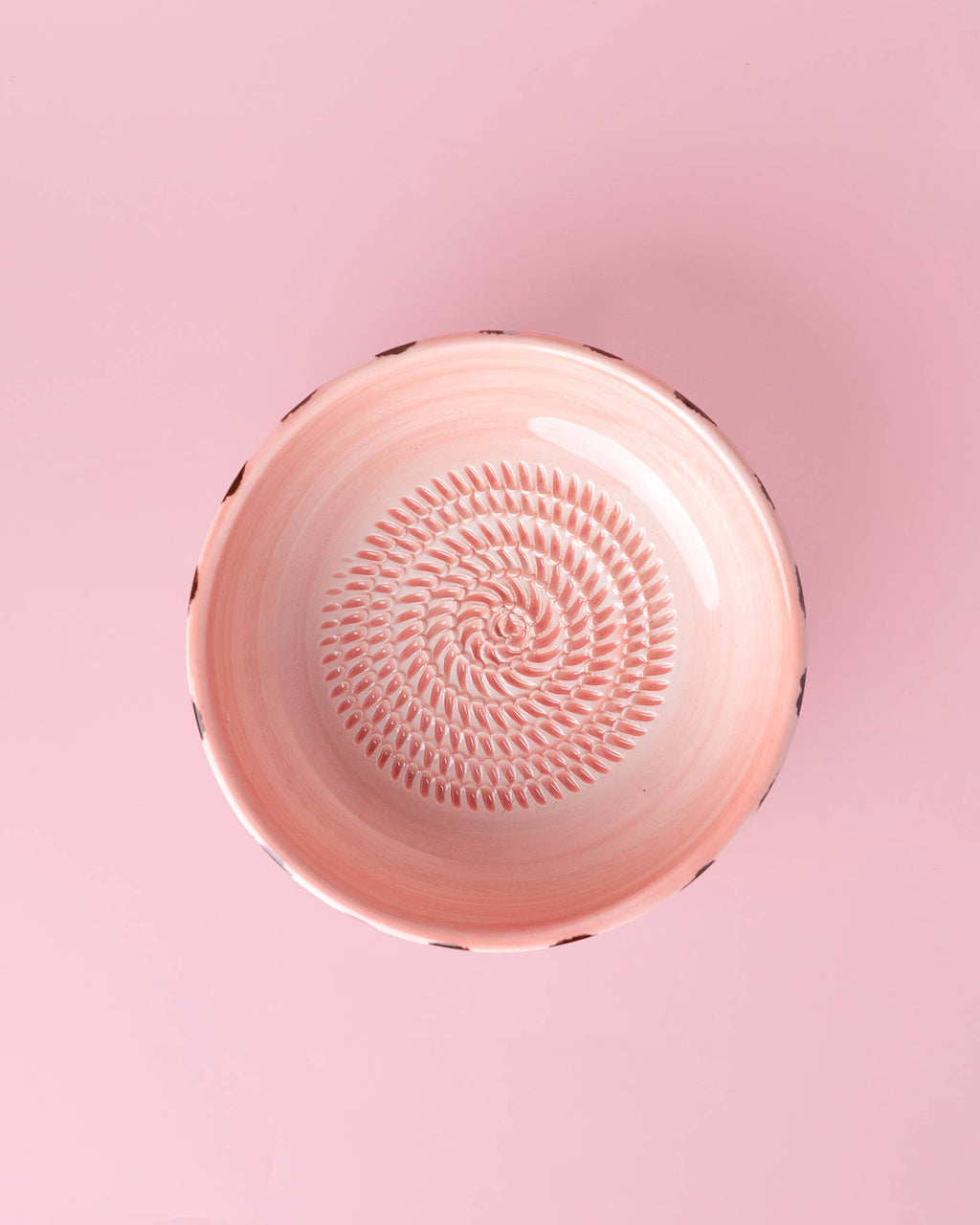 Vintage Pottery Grater Bowl – Pink and Brown / CHOCOLATE