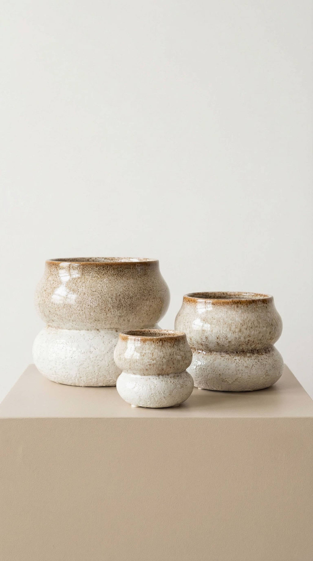 Ceramic Planter Pot, Stacked with Drainage - Noemi