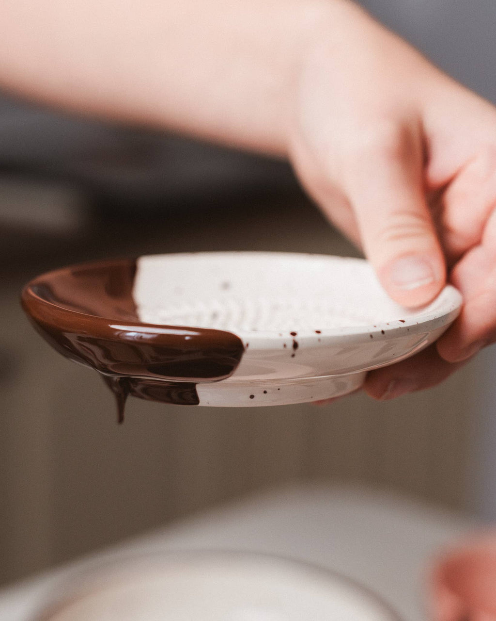 Small Ceramic Grater Plate - Brown