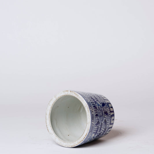Tiny Blue and White Porcelain Peony Cachepot