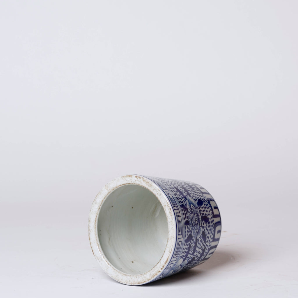 Tiny Blue and White Porcelain Peony Cachepot