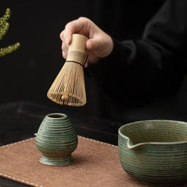 Ceramic Matcha Set - Green Brown