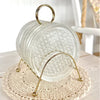 MCM Glass Coasters Metal Caddy Set