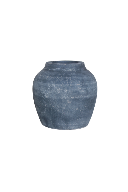 Leon Black Wash Round Vase Small