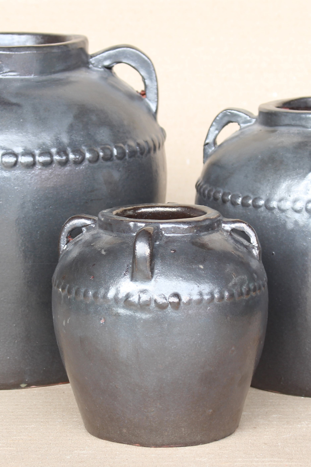 Dumont Grey Glazed Vase With Handles Small