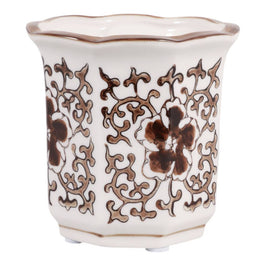 Plumeria Brown and White Ceramic Scented Candle