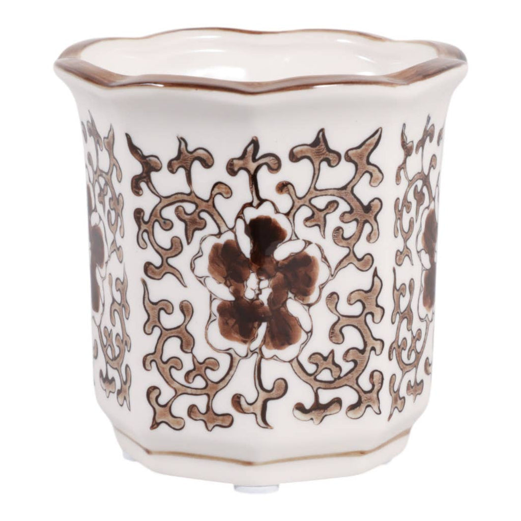 Plumeria Brown and White Ceramic Scented Candle
