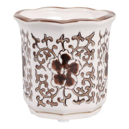 Plumeria Brown and White Ceramic Scented Candle