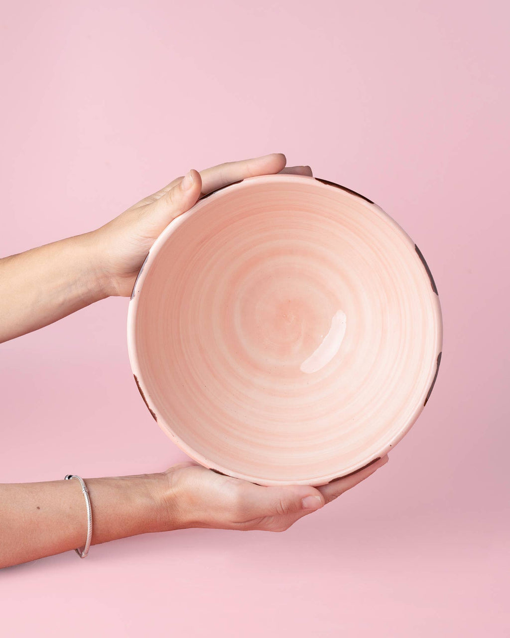 Ceramic salad bowl 1,5l - 21cm/PINK AND CHOCOLATE BROWN