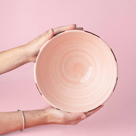Ceramic Pink and Brown Salad Bowl