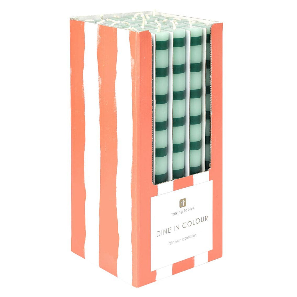 Green Stripe Dinner Candle