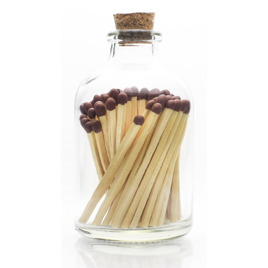 Mocha Brown -  Small Safety Matches -Apothecary Glass Jar
