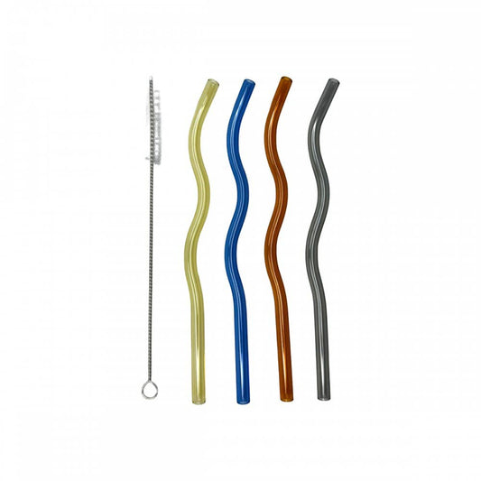 Multicolored glass straws - set of 4