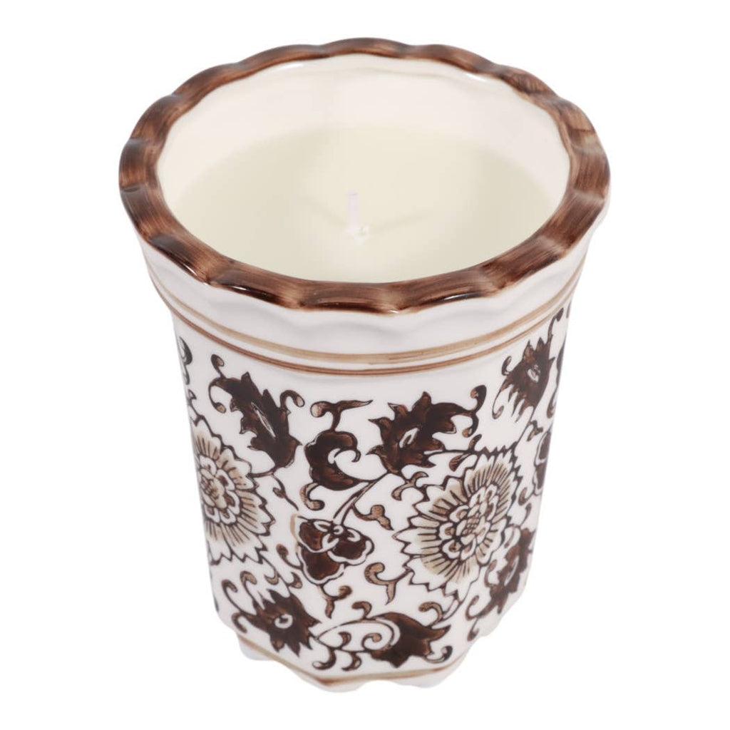 Jasmine Brown and White Ceramic Scented Candle
