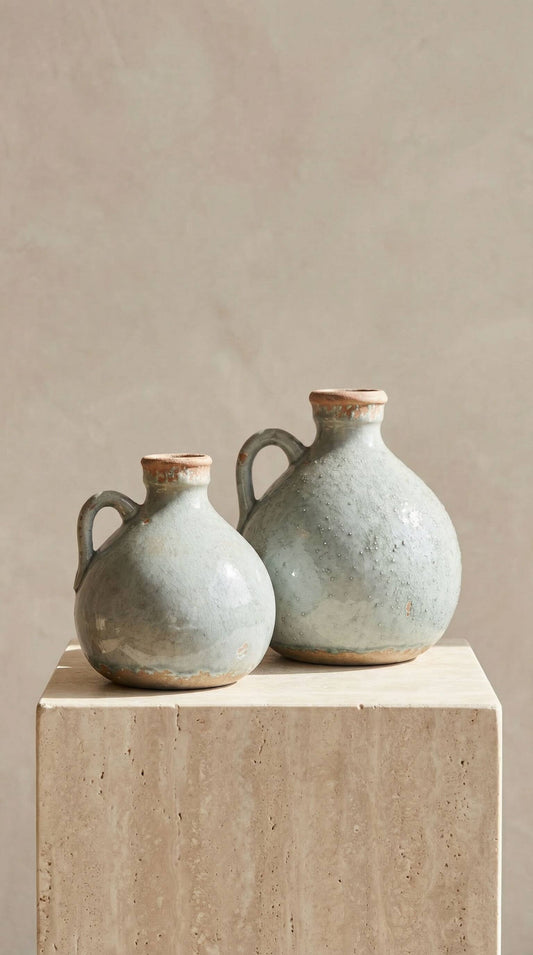 Ceramic Jug Vase, Vintage Style, Blue Grey - Delphi