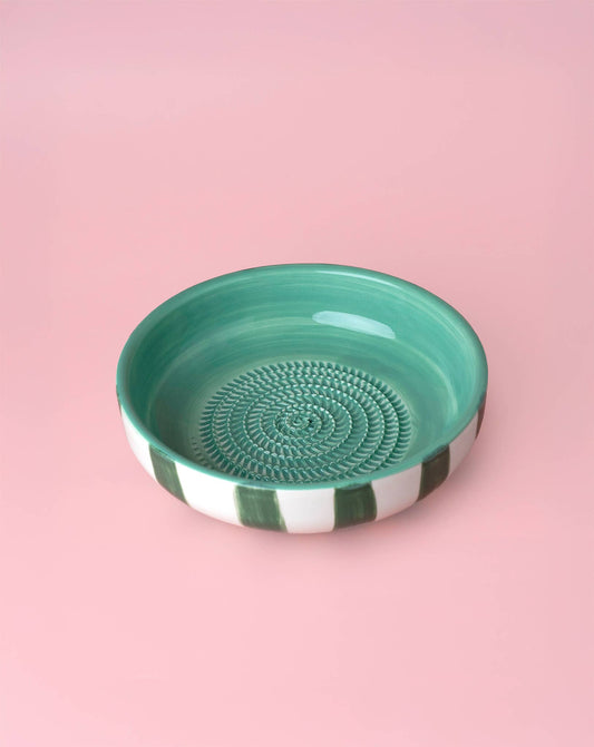 Garlic Grater Plate - Large Ceramic Green Jade